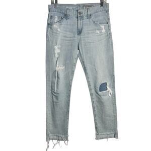 AG Adriano Goldschmied The Ex-Boyfriend Slim Distressed Jeans 25R Light Wash